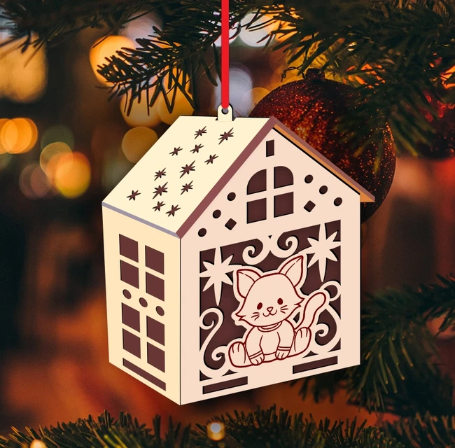Christmas house E0024099 file cdr and dxf pdf free vector download for laser cut
