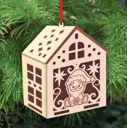 Christmas house E0024100 file cdr and dxf pdf free vector download for laser cut