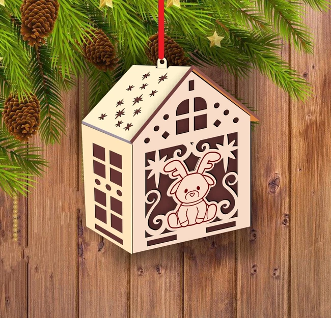 Christmas house E0024101 file cdr and dxf pdf free vector download for laser cut