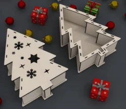 Christmas tree box E0024187 file cdr and dxf pdf free vector download for laser cut