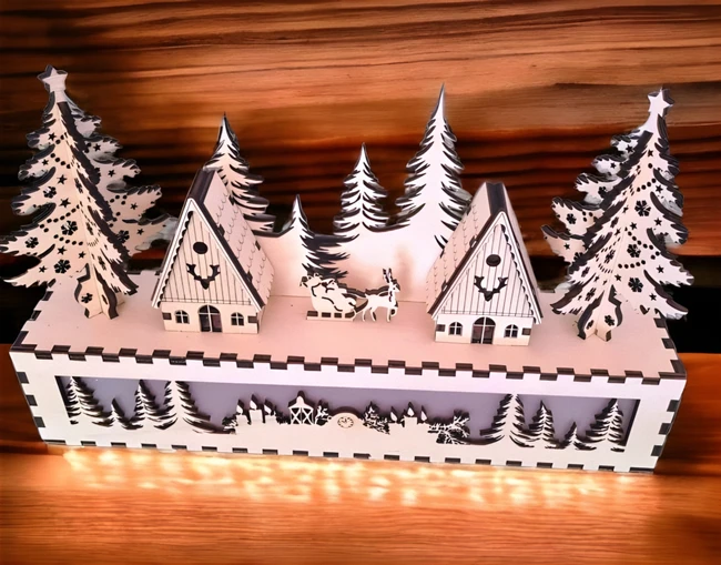 Christmas village E0024201 file cdr and dxf pdf free vector download for laser cut