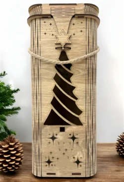 Christmas wine box E0024168 file cdr and dxf pdf free vector download for laser cut