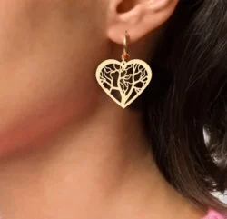 Heart tree earrings E0024095 file cdr and dxf pdf free vector download for laser cut