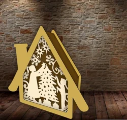 Houses candle holder E0024080 file cdr and dxf pdf free vector download for laser cut