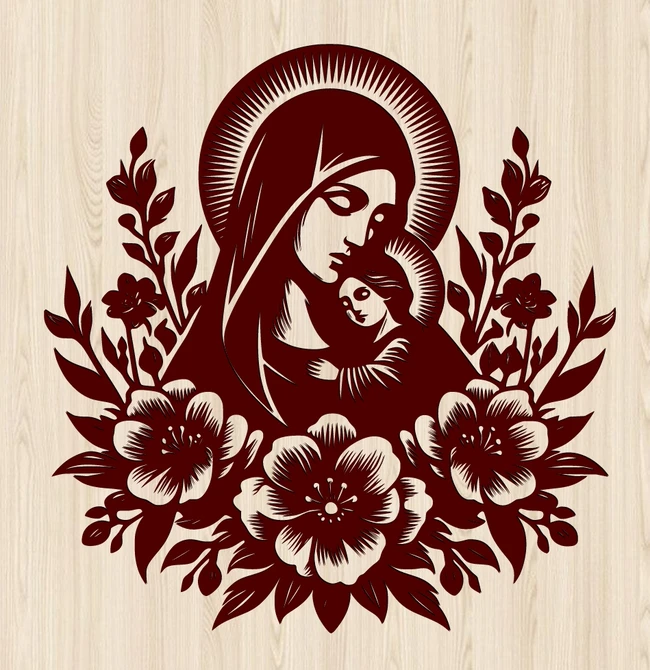 Mary And Jesus E0024153 file cdr and dxf pdf free vector download for laser engraving machine