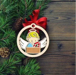 Angel Christmas ornament E0024355 file cdr and dxf pdf free vector download for laser cut