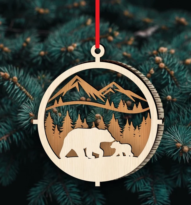 Bear Christmas ornament E00242788 file cdr and dxf pdf free vector download for laser cut