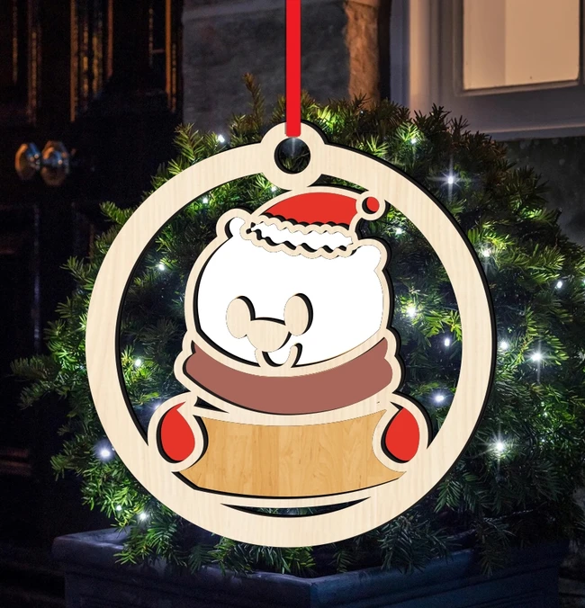 Bear Christmas ornament E0024358 file cdr and dxf pdf free vector download for laser cut