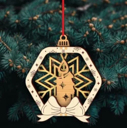 Candle and snowflake Christmas ornament  E0024331 file cdr and dxf pdf free vector download for laser cut