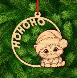 Cat Christmas decoration E0024223 file cdr and dxf pdf free vector download for laser cut
