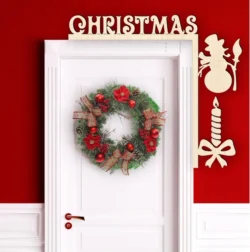 Christmas Door Corner E0024313 file cdr and dxf pdf free vector download for laser cut