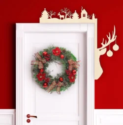Christmas Door Corner E0024316 file cdr and dxf pdf free vector download for laser cut