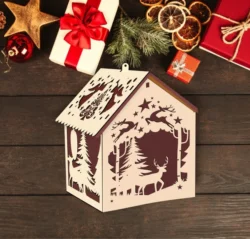 Christmas house E0024300 file cdr and dxf pdf free vector download for laser cut