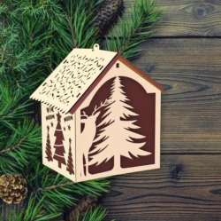 Christmas house E0024301 file cdr and dxf pdf free vector download for laser cut