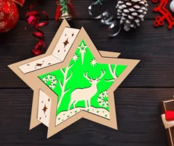 Christmas star lamp E0024233 file cdr and dxf pdf free vector download for laser cut