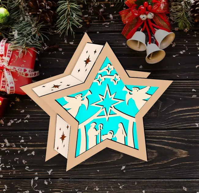 Christmas star lamp E0024234 file cdr and dxf pdf free vector download for laser cut 5 Christmas star lamp E0024234 file cdr and dxf pdf free vector download for laser cut