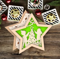 Christmas star lamp E0024236 file cdr and dxf pdf free vector download for laser cut