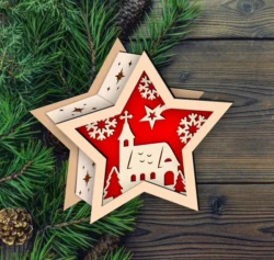 Christmas star lamp E0024238 file cdr and dxf pdf free vector download for laser cut