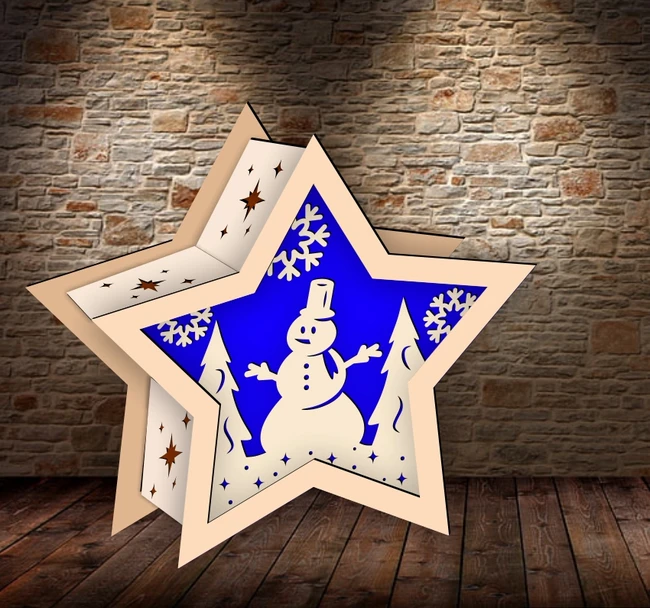 Christmas star lamp E0024240 file cdr and dxf pdf free vector download for laser cut