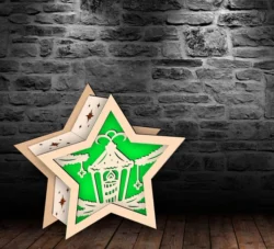 Christmas star lamp E0024241 file cdr and dxf pdf free vector download for laser cut