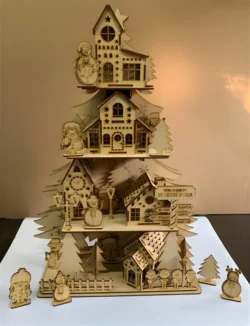 Christmas village E0024321 file cdr and dxf pdf free vector download for laser cut