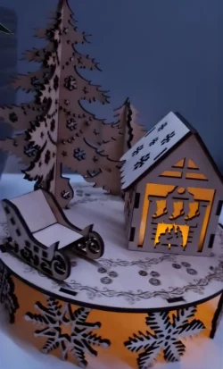 Christmas village E0024328 file cdr and dxf pdf free vector download for laser cut