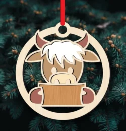 Cow Christmas ornament E0024361 file cdr and dxf pdf free vector download for laser cut