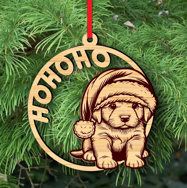 Dog Christmas decoration E0024222 file cdr and dxf pdf free vector download for laser cut
