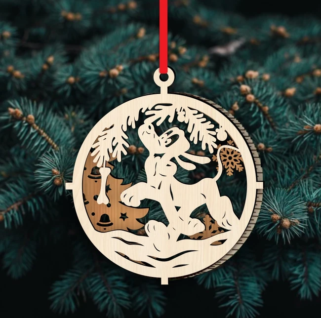 Dog Christmas ornament E0024296 file cdr and dxf pdf free vector download for laser cut