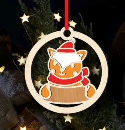 Fox Christmas ornament E0024360 file cdr and dxf pdf free vector download for laser cut