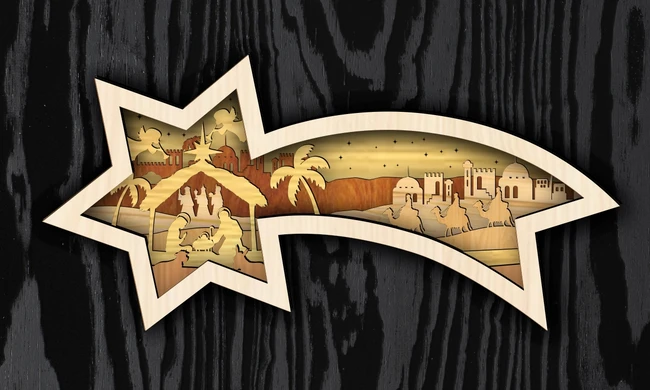 Nativity star multilayers E0024324 file cdr and dxf pdf free vector download for laser cut