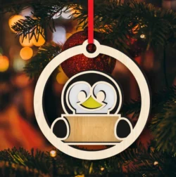 Penguin Christmas ornament E0024353 file cdr and dxf pdf free vector download for laser cut