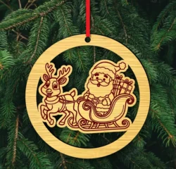 Santa Claus Christmas ornament E0024325 file cdr and dxf pdf free vector download for laser cut