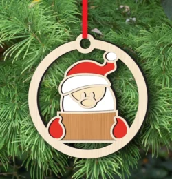 Santa Claus Christmas ornament E0024359 file cdr and dxf pdf free vector download for laser cut
