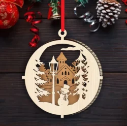 Snowman Christmas ornament E0024290 file cdr and dxf pdf free vector download for laser cut