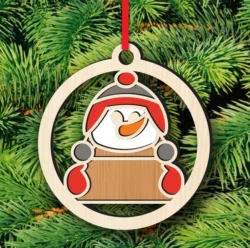 Snowman Christmas ornament E0024354 file cdr and dxf pdf free vector download for laser cut