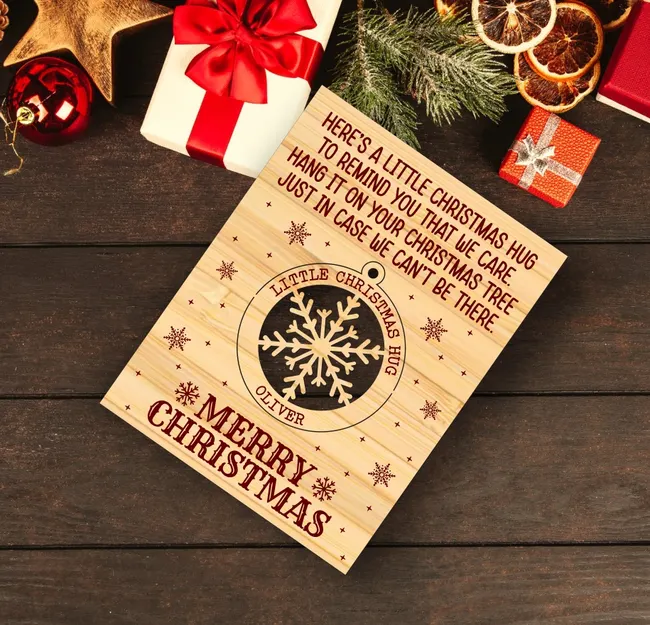 Wooden Christmas Card E0024366 file cdr and dxf pdf free vector download for laser cut