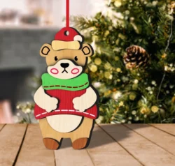 Bear Christmas Ornament E0024467 file cdr and dxf pdf free vector download for laser cut
