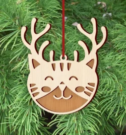 Cat Christmas Ornament E0024507 file cdr and dxf pdf free vector download for laser cut