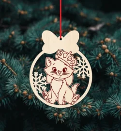 Cat Disney Christmas Ball E0024455 file cdr and dxf pdf free vector download for laser cut