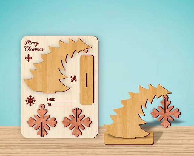 Christmas Card With Pine Tree And Snowflake E0024478 file cdr and dxf pdf free vector download for laser cut 5 Christmas Card With Pine Tree And Snowflake E0024478 file cdr and dxf pdf free vector download for laser cut