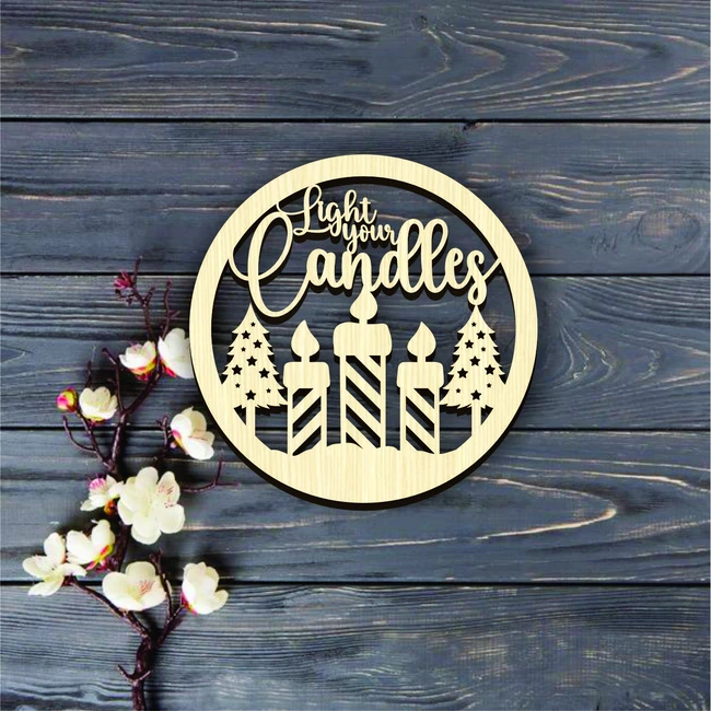 Christmas Coaster Light Your Candles E0024488 file cdr and dxf pdf free vector download for laser cut