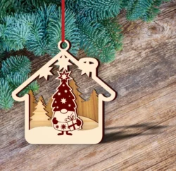 Christmas Gnome Ornament E0024400 file cdr and dxf pdf free vector download for laser cut