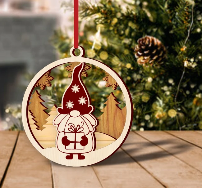 Christmas Gnome Ornament E0024404 file cdr and dxf pdf free vector download for laser cut