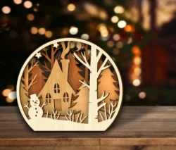 Christmas snow globe E0024511 file cdr and dxf pdf free vector download for laser cut