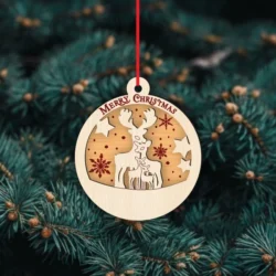 Deer Family Christmas Ornament E0024438 file cdr and dxf pdf free vector download for laser cut