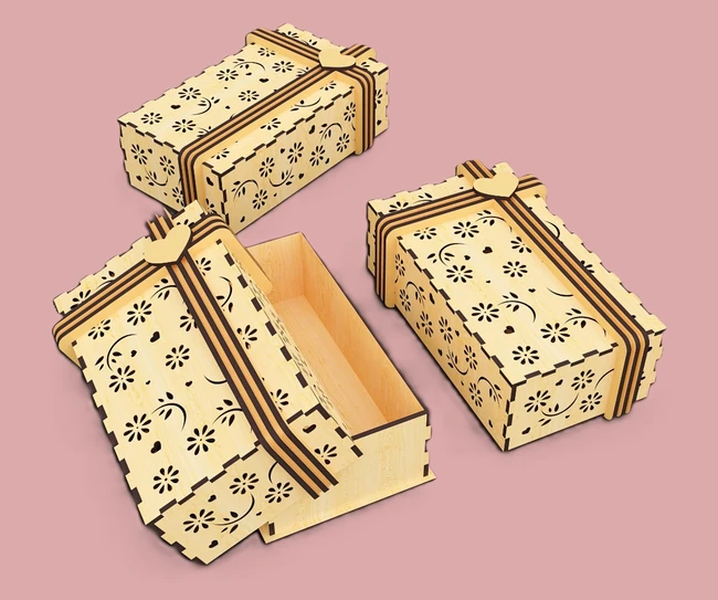 Gift Box With Bow E0024485 file cdr and dxf pdf free vector download for laser cut