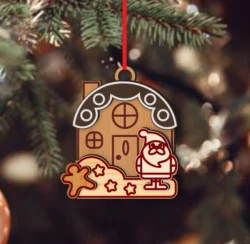 House And Santa Christmas Ornament E0024436 file cdr and dxf pdf free vector download for laser cut