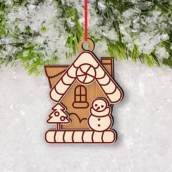 House And Snowman Christmas Ornament E0024437 file cdr and dxf pdf free vector download for laser cut