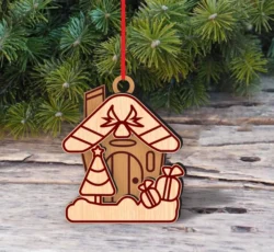 House Christmas Ornament E0024435 file cdr and dxf pdf free vector download for laser cut